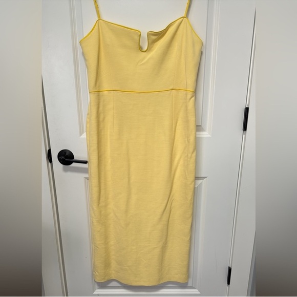 ANTONIO MELANI x M.G. Style Kate Square Neckline Midi Dress Butter Yellow SZ 14 - Picture 5 of 9